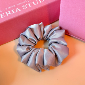 Elastice de Păr Handmade – Argintiu Mat